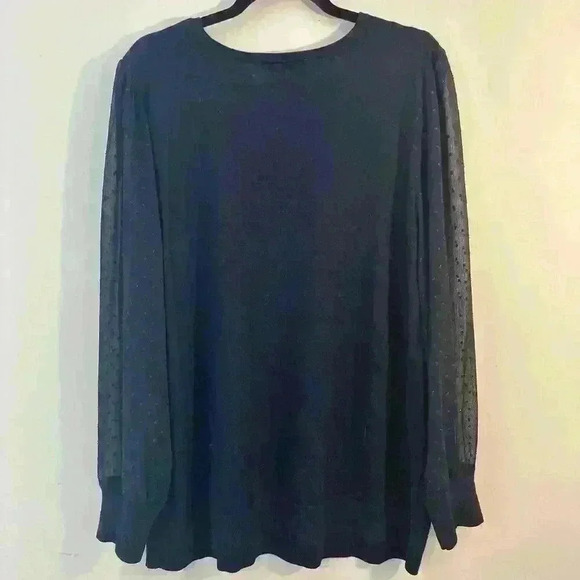 Loft Women’s Dark Blue Dressy Sweater With Sheer Detailed Sleeves Size 20/22 - Picture 5 of 13